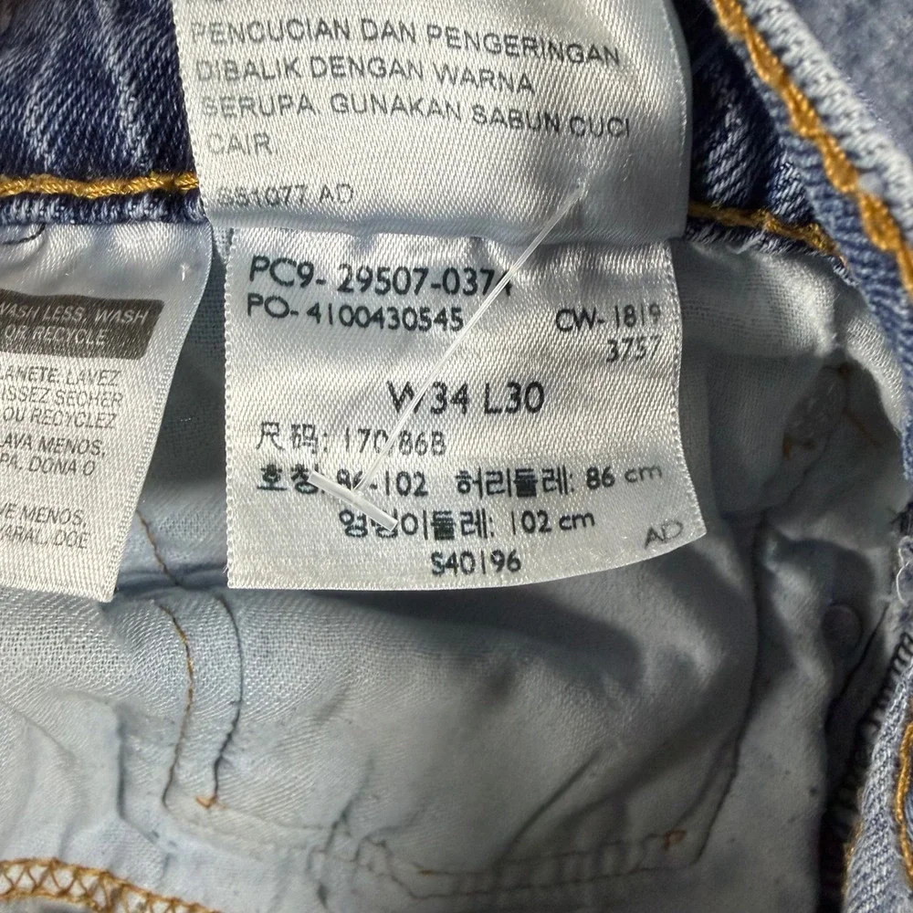 Levis 502 Regular Taper Fit Jeans Mens 34x30 Blue Denim 29507-0371 Medium Wash